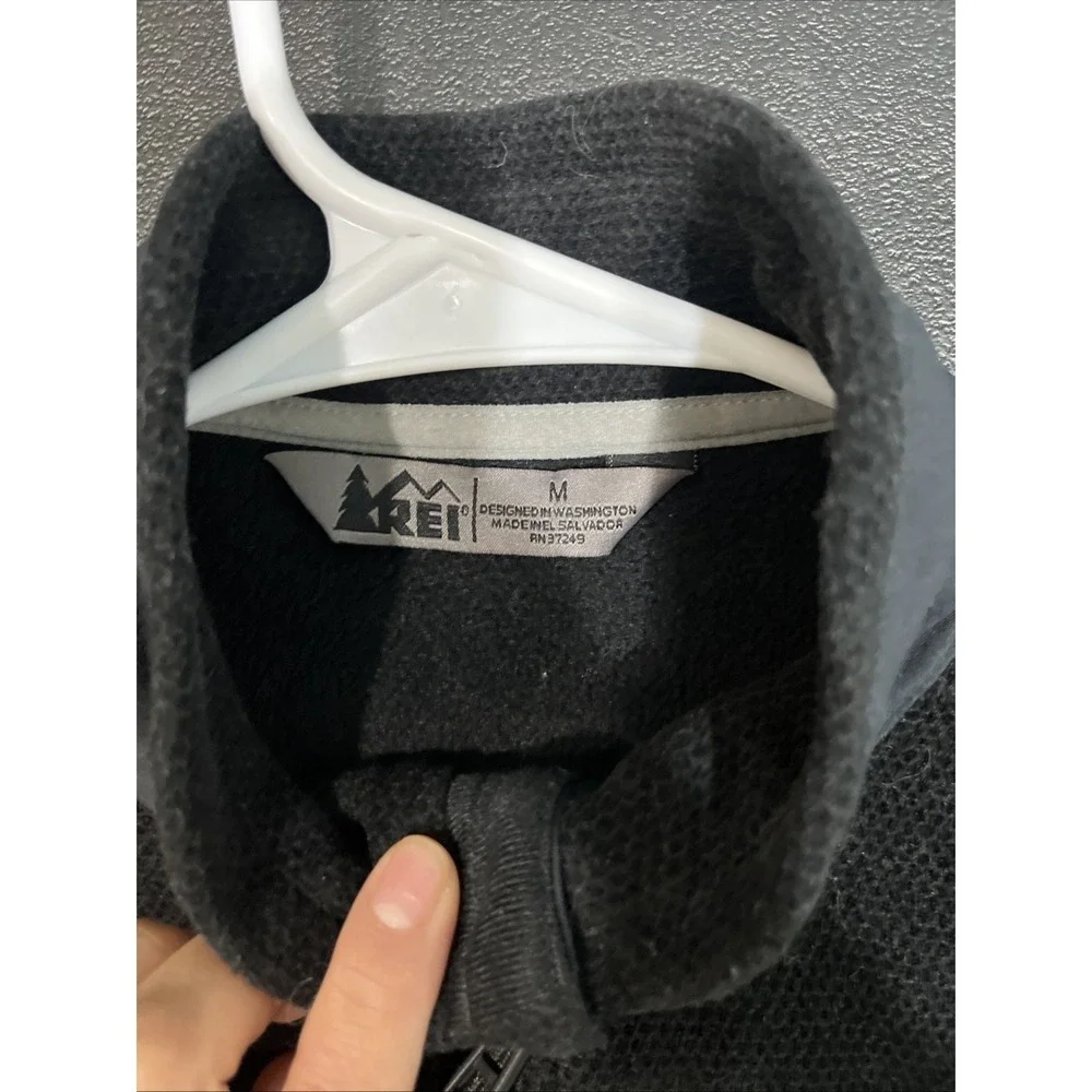 REI Womens Full Zip Fleece Jacket Sz M Black Trailmade Polartec Insulated Camp